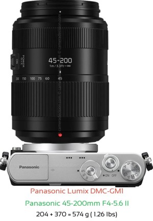 Panasonic GM1 with Panasonic 45-200mm F4-5.6 II Lens Size
