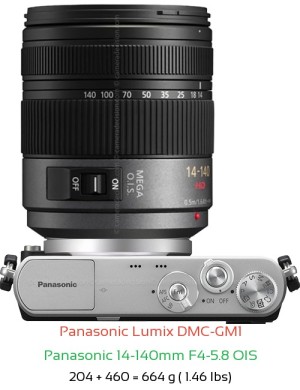 Panasonic GM1 with Panasonic 14-140mm F4-5.8 OIS Lens Size