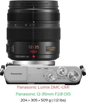 Panasonic GM1 with Panasonic 12-35mm F2.8 OIS Lens Size