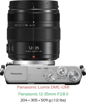 Panasonic GM1 with Panasonic 12-35mm F2.8 II Lens Size