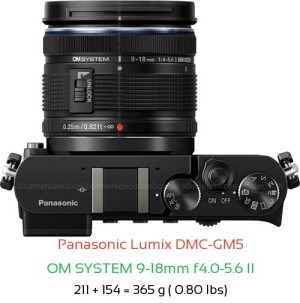 Panasonic GM5 with OM SYSTEM 9-18mm f4.0-5.6 II Lens Size