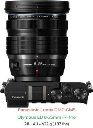 Panasonic GM5 with Olympus ED 8-25mm F4 Pro Lens Size