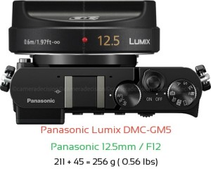 Panasonic GM5 with Panasonic 12.5mm / F12 Lens Size