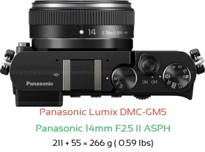 Panasonic GM5 with Panasonic 14mm F2.5 II ASPH Lens Size