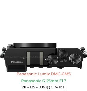 Panasonic GM5 with Panasonic G 25mm F1.7 Lens Size