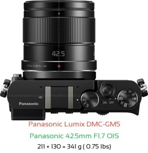 Panasonic GM5 with Panasonic 42.5mm F1.7 OIS Lens Size