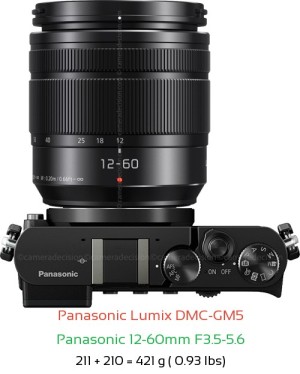Panasonic GM5 with Panasonic 12-60mm F3.5-5.6 Lens Size