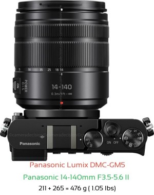 Panasonic GM5 with Panasonic 14-140mm F3.5-5.6 II  Lens Size
