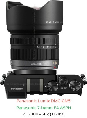 Panasonic GM5 with Panasonic 7-14mm F4 ASPH Lens Size
