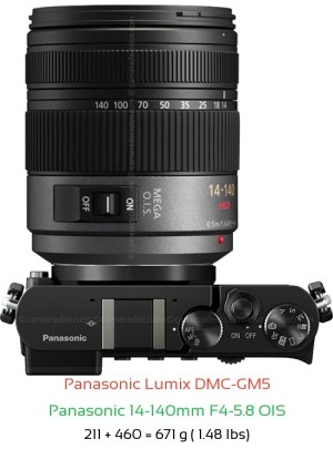 Panasonic GM5 with Panasonic 14-140mm F4-5.8 OIS Lens Size
