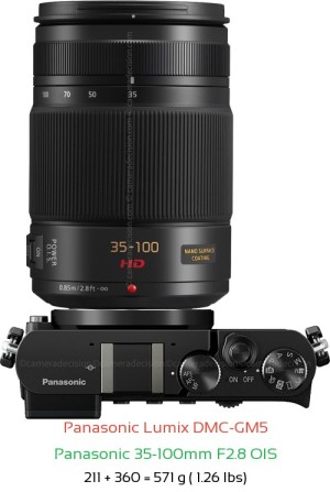 Panasonic GM5 with Panasonic 35-100mm F2.8 OIS Lens Size
