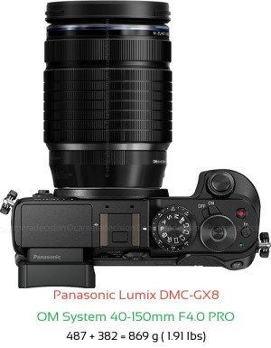Panasonic GX8 with OM System 40-150mm F4.0 PRO Lens Size