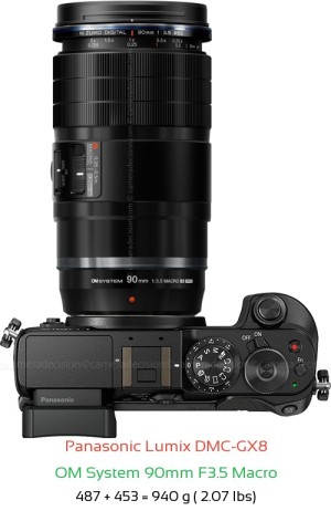 Panasonic GX8 with OM System 90mm F3.5 Macro Lens Size