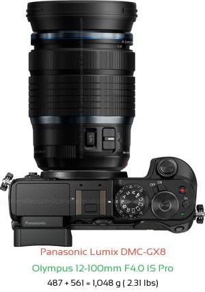 Panasonic GX8 with Olympus 12-100mm F4.0 IS Pro Lens Size