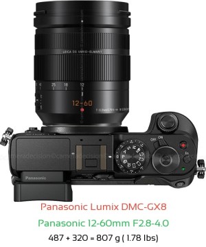 Panasonic GX8 with Panasonic 12-60mm F2.8-4.0 Lens Size