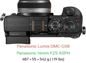 Panasonic GX8 with Panasonic 14mm F2.5 ASPH Lens Size