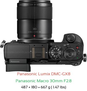 Panasonic GX8 with Panasonic Macro 30mm F2.8 Lens Size