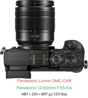 Panasonic GX8 with Panasonic 12-60mm F3.5-5.6 Lens Size