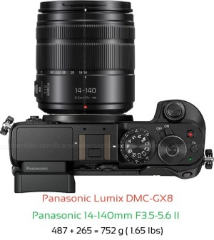 Panasonic GX8 with Panasonic 14-140mm F3.5-5.6 II  Lens Size
