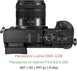 Panasonic GX8 with Panasonic 14-42mm F3.5-5.6 II OIS Lens Size