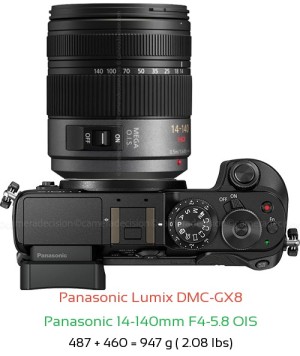 Panasonic GX8 with Panasonic 14-140mm F4-5.8 OIS Lens Size