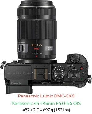 Panasonic GX8 with Panasonic 45-175mm F4.0-5.6 OIS Lens Size