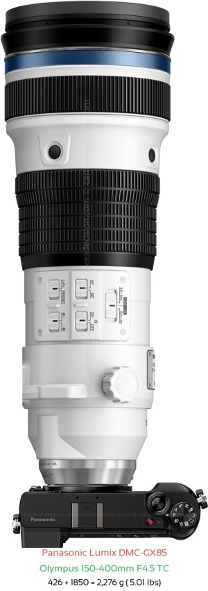 Panasonic GX85 with Olympus 150-400mm F4.5 TC Lens Size