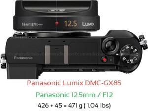 Panasonic GX85 with Panasonic 12.5mm / F12 Lens Size