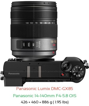 Panasonic GX85 with Panasonic 14-140mm F4-5.8 OIS Lens Size