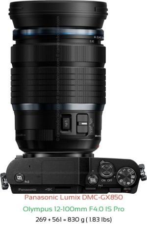 Panasonic GX850 with Olympus 12-100mm F4.0 IS Pro Lens Size