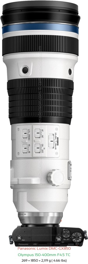 Panasonic GX850 with Olympus 150-400mm F4.5 TC Lens Size