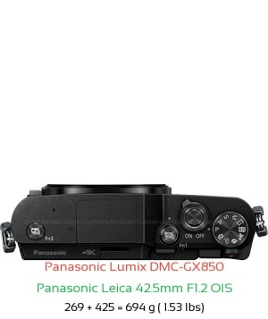 Panasonic GX850 with Panasonic Leica 42.5mm F1.2 OIS Lens Size