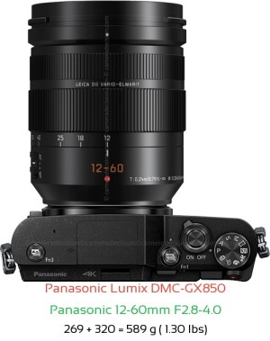 Panasonic GX850 with Panasonic 12-60mm F2.8-4.0 Lens Size