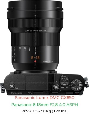Panasonic GX850 with Panasonic 8-18mm F2.8-4.0 ASPH Lens Size