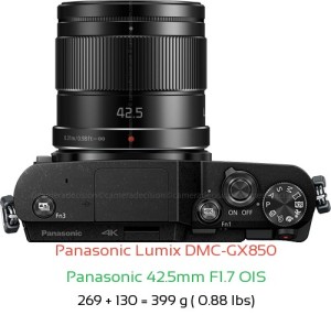 Panasonic GX850 with Panasonic 42.5mm F1.7 OIS Lens Size