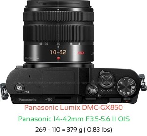 Panasonic GX850 with Panasonic 14-42mm F3.5-5.6 II OIS Lens Size
