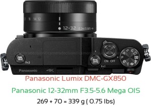 Panasonic GX850 with Panasonic 12-32mm F3.5-5.6 Mega OIS Lens Size