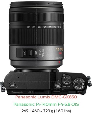 Panasonic GX850 with Panasonic 14-140mm F4-5.8 OIS Lens Size