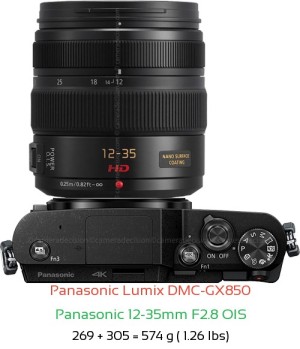 Panasonic GX850 with Panasonic 12-35mm F2.8 OIS Lens Size