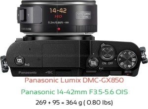 Panasonic GX850 with Panasonic 14-42mm F3.5-5.6 OIS Lens Size
