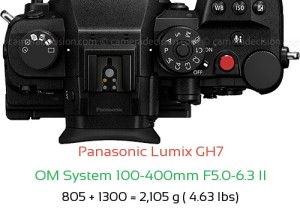 Panasonic GH7 with OM System 100-400mm F5.0-6.3 II Lens Size