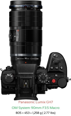 Panasonic GH7 with OM System 90mm F3.5 Macro Lens Size