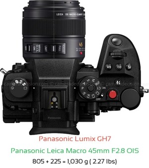 Panasonic GH7 with Panasonic Leica Macro 45mm F2.8 OIS Lens Size