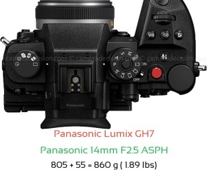 Panasonic GH7 with Panasonic 14mm F2.5 ASPH Lens Size
