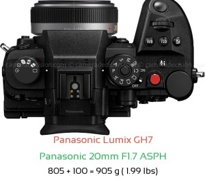 Panasonic GH7 with Panasonic 20mm F1.7 ASPH Lens Size