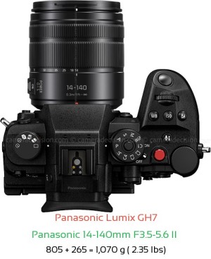 Panasonic GH7 with Panasonic 14-140mm F3.5-5.6 II  Lens Size