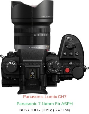 Panasonic GH7 with Panasonic 7-14mm F4 ASPH Lens Size