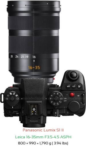 Panasonic S1 II with Leica 16-35mm F3.5-4.5 ASPH Lens Size