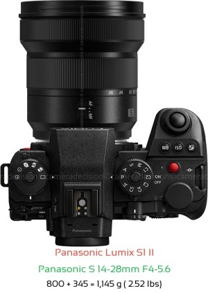 Panasonic S1 II with Panasonic S 14-28mm F4-5.6 Lens Size