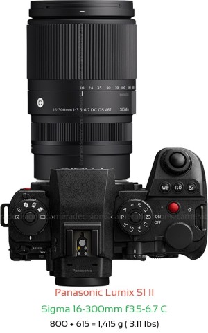 Panasonic S1 II with Sigma 16-300mm f3.5-6.7 C Lens Size